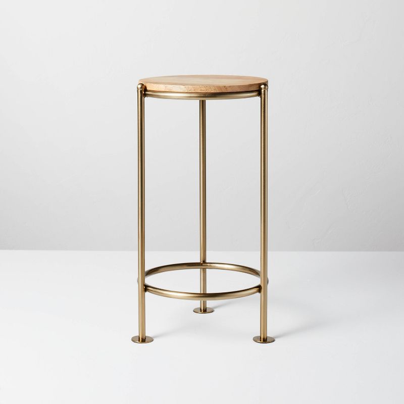 Wood & Brass Round Plant Stand - Hearth & Hand™ with Magnolia, 4 of 7