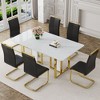 NicBex Dining Table Set for 6 Dining Room Table Set White Marble Pattern Dining Table Set with 6 PU Chairs for Dining Room, Black - 3 of 4