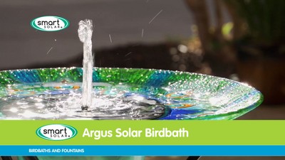Hand-Painted Peacock Glass Solar Bird Bath with Metal Stand