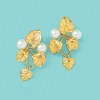 Ross-Simons Italian 6mm Cultured Pearl Vine Drop Earrings in 18kt Gold Over Sterling - 4 of 4