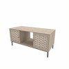 Rectangular Wooden Coffee Table with Sliding Door & Woven Veneer, Symmetrical Storage for Living Room or Bedroom - 4 of 4