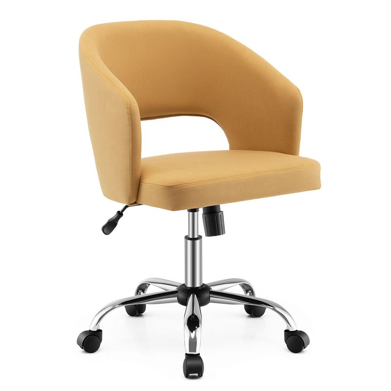 Tangkula Adjustable Swivel Desk Vanity Chair Upholstered Office Chair w/ Hollow Out Back, 1 of 11