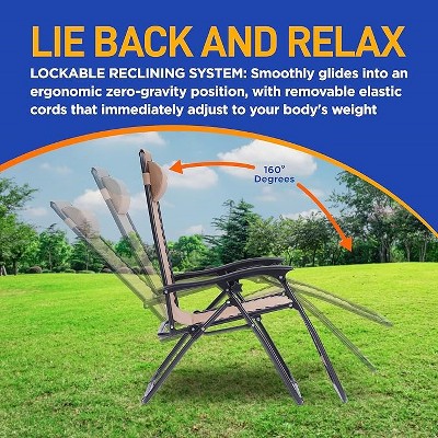 Cream Steel Mesh Zero Gravity Lounger Set with Cushions