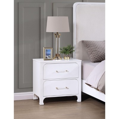 Anastasia Pearl White 2-Drawer Modern Nightstand