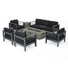 Christopher Knight Home Cape Coral Outdoor Aluminum 7 Seater Sofa Chat Set with Fire Pit - 2 of 4