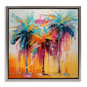 Stupell Industries Vivid Modern Palms Floating Frame Canvas Art - 1 of 4
