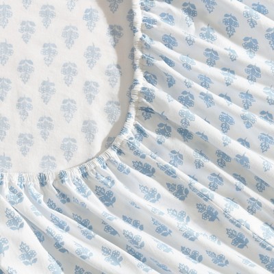 Laura Ashley Blue Cotton Percale Twin Sheet Set