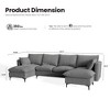 XIZZI 4-Piece Chenille Sofa Set with Large Chaise & Ottoman - Modern Sectional Sofa in White/Beige/Gray/Black, with Round/Square/Sloped Armrest - 2 of 4