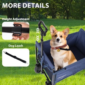 All-in-One Convertible Folding 4-Wheel Trolley with Bench Seat and Dog Leash - Heavy Duty Foldable Utility Trolley for Camping, Beach - 1 of 4