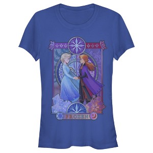 Juniors Womens Frozen 2 Sister Stained Glass T-Shirt - 1 of 3