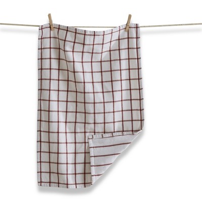 TAG Classic Double Rust Brown Windowpane Cotton Machine Washable Kitchen Dishtowel 26L x 18W in. Decoration Decor