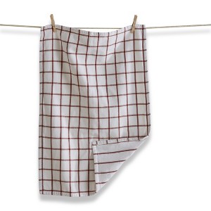 TAG Classic Double Rust Brown Windowpane Cotton Machine Washable Kitchen Dishtowel 26L x 18W in. Decoration Decor - 1 of 2