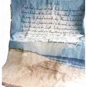 Manual Woodworks and Weavers Christian Throw Blanket Footprints in the Sand Poem Woven Tapestry for Sympathy & Comfort - 1 of 3