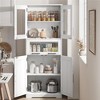 Tall Bathroom Cabinet, Freestanding Storage Cabinet with Glass Doors - 4 of 4