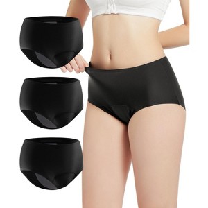 VOXSHE Women's Comfort Period Briefs - 150ml Super Absorbent Leak-proof 3pk Black - 1 of 4