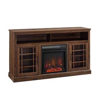 Gertie Transitional Highboy Glass Window Pane Door with Electric Fireplace TV Stand for TVs up to 65" - Saracina Home