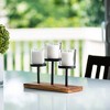 Le'raze Elegant Decorative Votive Candle Holder Centerpiece, 3 Glass Cups on Wood Base - 2 of 4
