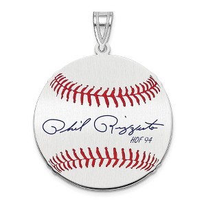 Black Bow Jewelry Sterling Silver Phil Rizzuto Signature MD Enamel Baseball Pendant - 1 of 4
