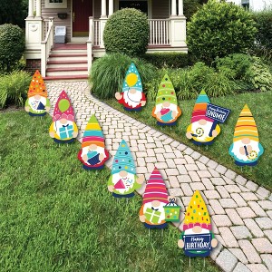 Big Dot of Happiness Gnome Birthday- Gnome Lawn Decorations - Outdoor Happy Birthday Party Yard Decorations - 10 Piece - 1 of 4