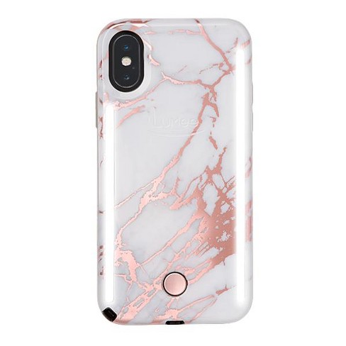 Lumee Duo Case For Apple Iphone X xs Rose Metallic White Marble