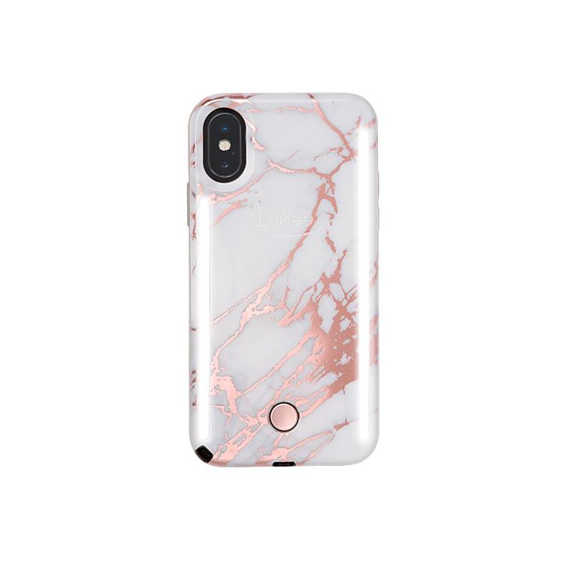 LuMee Duo Case for Apple iPhone X/Xs - Rose Metallic White Marble, 1 of 6