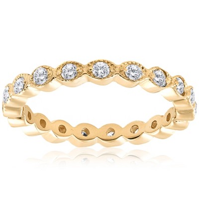 Pompeii3 1/3ct Stackable Diamond Wedding Filigree Eternity Ring 14K Yellow Gold