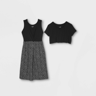 Short Sleeve Nursing Knit to Woven A-Line Maternity Dress - Isabel Maternity by Ingrid & Isabel™ Black/White Polka Dot XXL