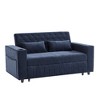 Runesay 61.4" Modern Convertible Loveseat Sofa with Pull-Out Bed and Adjustable Backrest, for Living Room, Blue - 2 of 4