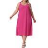 Agnes Orinda Women's Plus Size Elegant Texture V-Neck Sleeveless Pleated Back Midi Dress - 2 of 4