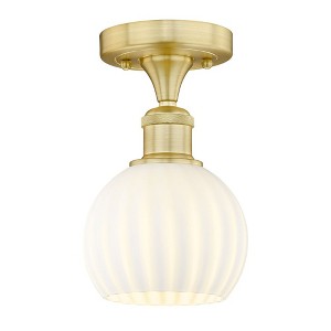 White Venetian - 1 Light Semi-Flush Mount In Modern Style-8.13 Inches Tall and 6 Inches Wide - 1 of 1