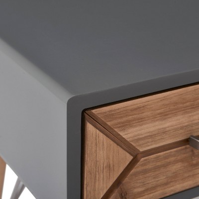 Contemporary Gray and Warm Brown Wood Desk Console with Storage