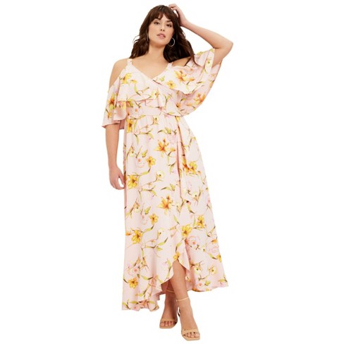 June + Vie By Roaman's Women's Plus Size Ruffled Shirt Dress : Target