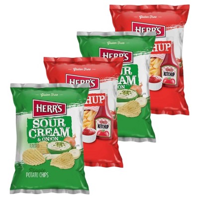 Herr's Variety Pack, Ketchup and Sour Cream & Onion Chips - 1 Oz Bag (Pack of 42)