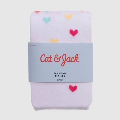 Image of Baby Girls' Heart Print Cotton Tights - Cat & Jack™ 6-12M