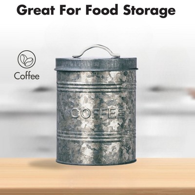 Amici Home Farmhouse Kitchen Coffee Canister, Galvanized Metal Organizer Jar with Airtight Silicone Seal - Rustic 76 Oz. Food Storage Container — фото 2