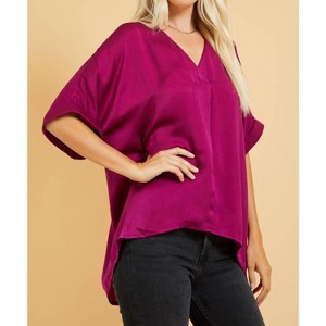 Women's V-Neck High-Low Top - GLAM - 1 of 1