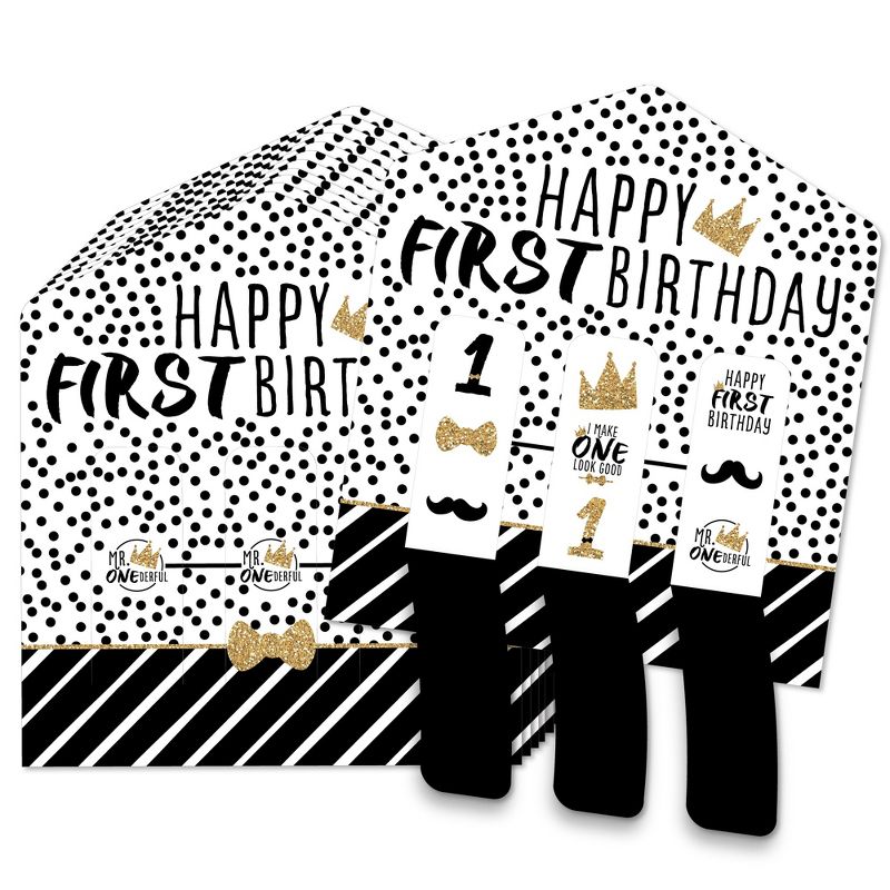 Big Dot of Happiness 1st Birthday Little Mr. Onederful - Boy First Birthday Party Game Pickle Cards - Pull Tabs 3-in-a-Row - Set of 12, 1 of 7