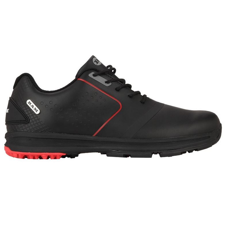 Ram Golf Player Mens Waterproof Golf Shoes Black/Red, 2 of 5