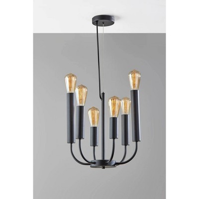 Rory Black Metal 6-Light Industrial Candelabra Pendant
