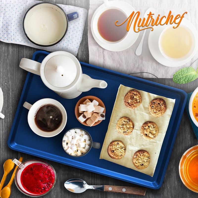 NutriChef Nonstick Cookie Sheet Baking Pan - 1qt Metal Oven Baking Tray, Professional Quality Non-Stick Bake Trays, Stylish Diamond Silicone Coating, 3 of 4