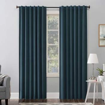 96"x50" Amherst Velvet Noise Reducing Thermal Back Tab Extreme 100% Blackout Curtain Panel Teal - Sun Zero
