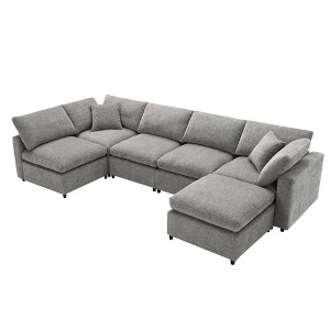 NicBex Modern 130" Chenille Sectional Sofa Modular U Shaped Sofa Couch with 2 Ottomans for Living Room Apartment - 1 of 4