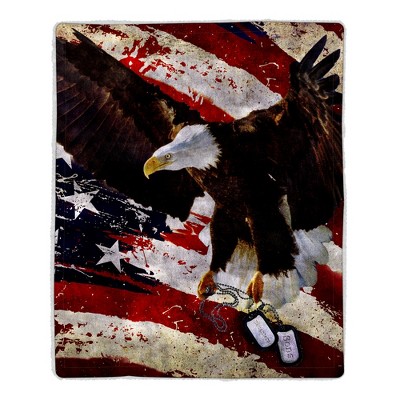 Fleece Throw Blanket - American Flag Bald Eagle Print, Lightweight Hypoallergenic Bed Couch Plush Blanket for Adults and Kids by Lavish Home