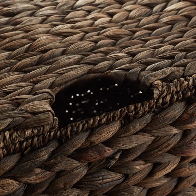 Set of 2 Dark Brown Water Hyacinth Storage Baskets with Lids