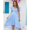 Coolmee Women's Maternity V Neck Ruffle Short Sleeve Wrap Dress Casual Flowy Nursing Breastfeeding Midi Dress with Belted - 2 of 4