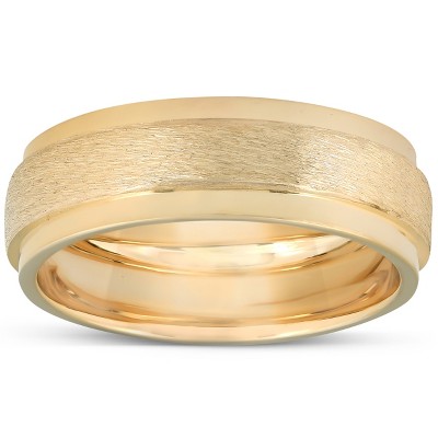 Pompeii3 Yellow Gold Brushed Heavy Weight 7.5mm Wedding Band