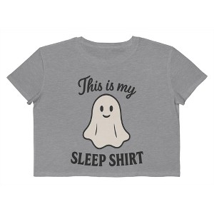 Rerun Island Women My Sleep Shirt Halloween Ghost Short Sleeve Graphic Cotton Cropped Loose T-shirt - 1 of 4