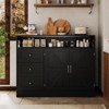 Jojoka 47" Farmhouse Sideboard Buffet Cabinet with Storage & Built-in Power Outlet,Coffee Bar Table Kitchen Buffet Cabinet with 3 Drawers - 2 of 4