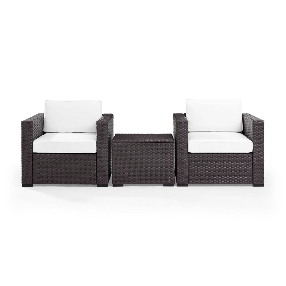 Photos - Garden Furniture Crosley Biscayne 3pc Outdoor Wicker Seating Set - White  