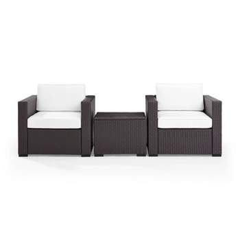 Biscayne 3pc Outdoor Wicker Seating Set - White - Crosley